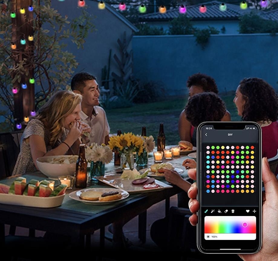 kültéri fényfüzér, szabályozható fényerejű izzók, LED gyöngyök, rgb teraszvilágítás távirányítóval, IP65 vízálló, törésálló, színváltós fényfüzér USB csatlakozóval kültéri kerti udvari 2026 - $26.13 –P5