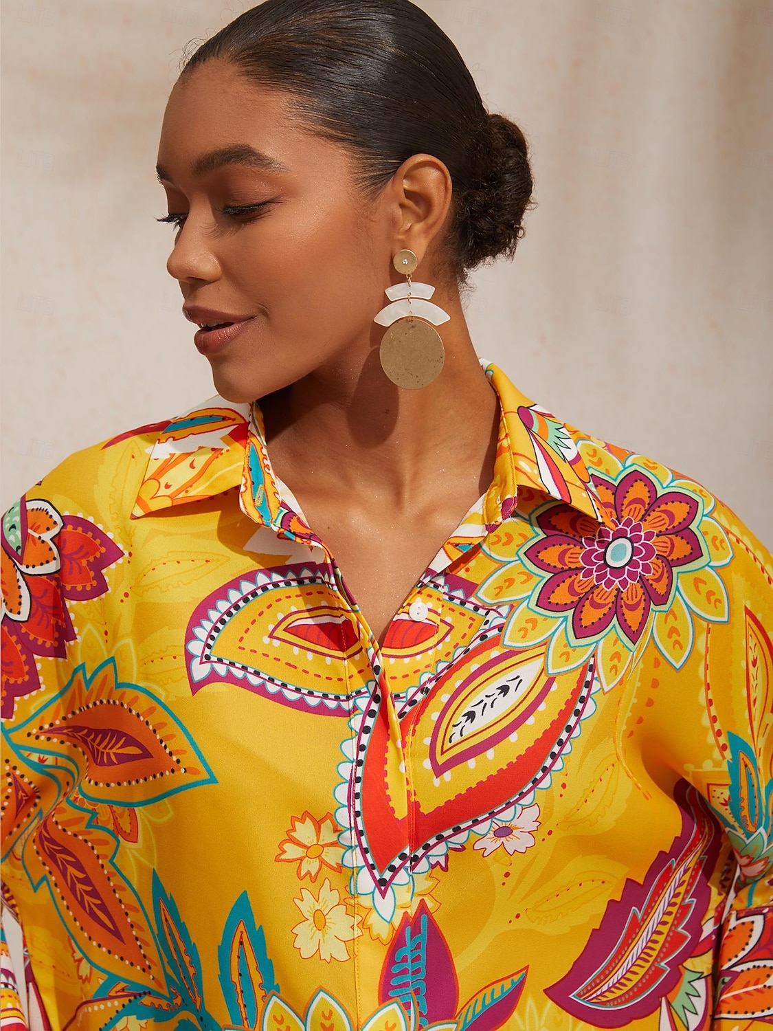 cămașă scurtă boho paisley din șifon lejer 2026 - $67.99 –P3