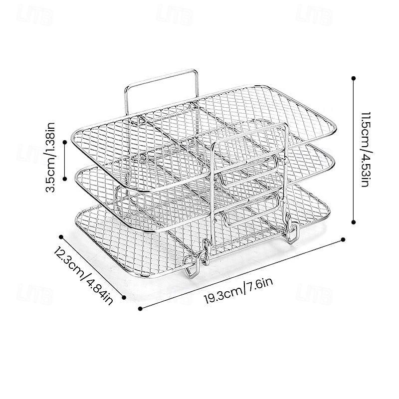 Grelha desidratadora multicamadas em aço inoxidável, acessórios para fritadeira a ar de 3 níveis, grelha removível para secagem e cozimento a vapor, ideal para assar e cozinhar em fritadeira a ar e de 2026 por $21.99 –P13