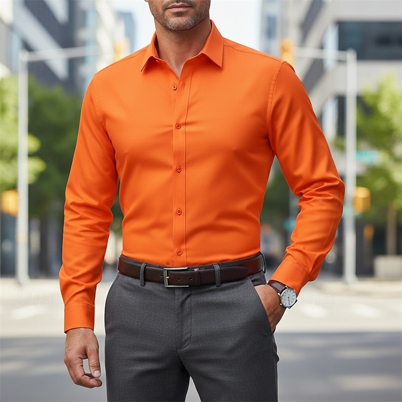 Hombre Camisa para Vestido Abotonar la camisa Plano Trabajo Boda Azul Real Manga Larga Cuello Vuelto Todas las Temporadas Ropa 2026 - $22.99 –P7