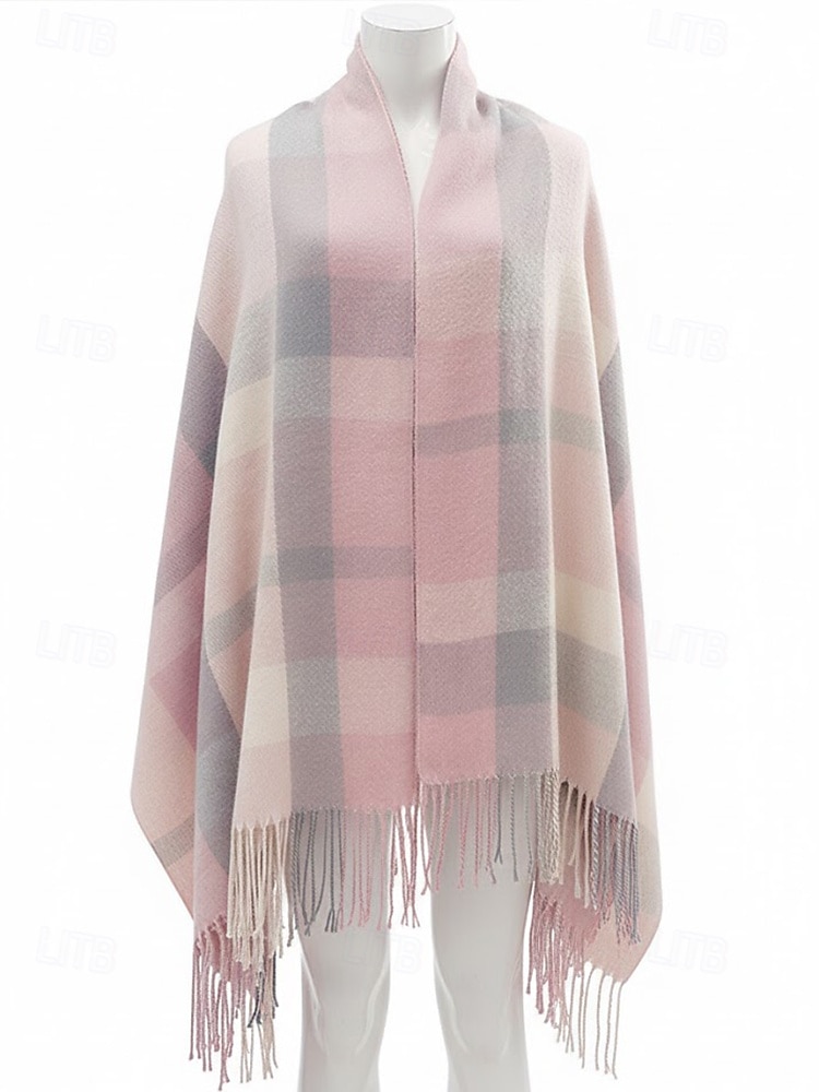 Women's Faux Wool Polyester Scarf, Plaid Design, Multiple Colors, Perfect for Winter and Casual Wear 2026 - $11.99 –P5