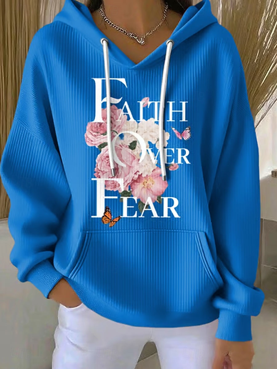 Per donna Felpa con cappuccio Floreale Grafico Lettera Casual Manica Lunga Con Cappuccio Top Regolari Casuale Abbigliamento Quotidiano Sportivo Blu Bianco Giallo Rosa Autunno del 2026 a $35.99 –P4