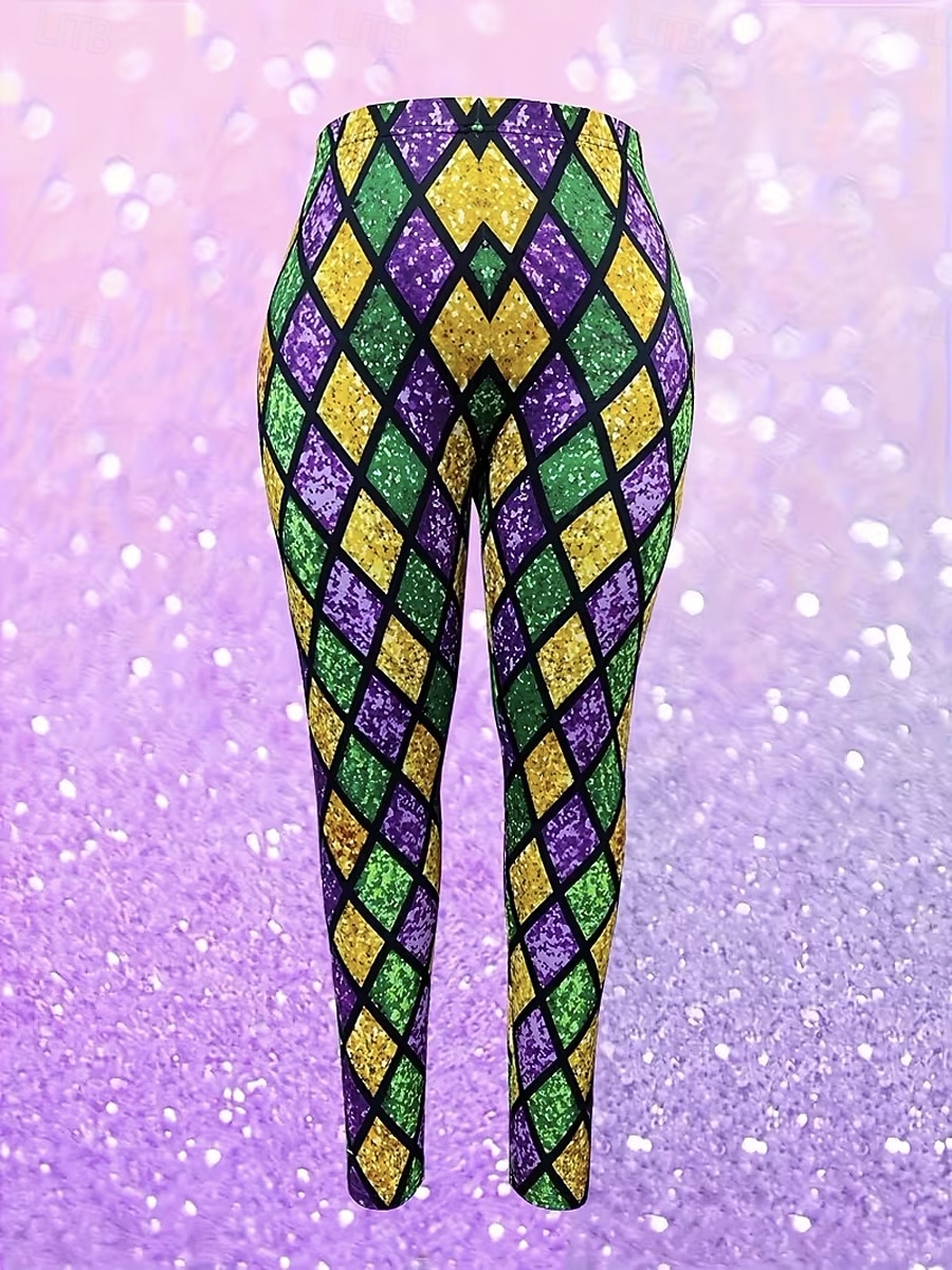 Carnival Legginsy Kobiece na Aktywny Wypoczynek Moda Pełna Długość Wysoki Stan Spodnie Graficzny Geometriczny Wzór Wysoki Komfort Na Zewnątrz Wygodne Rozciągliwe Festiwal Zielony Lato Wiosna Slim Fit 2026 - $21.99 –P2
