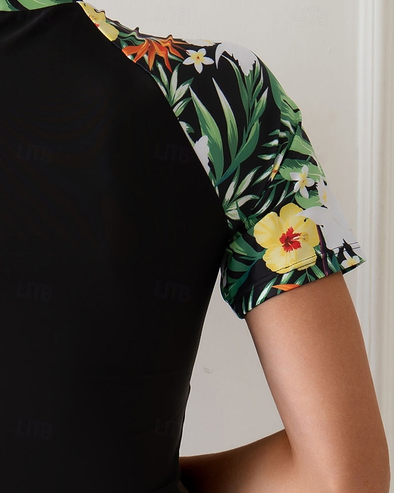 Γυναικεία Προστατευτικά Μαγιό με φλοράλ print Μαγιό Φλοράλ Πολύ Ελαφρύ (UL) Προστασία UV Ελαστικό Κοντομάνικο Μαγιό Σέρφινγκ Ψαροντούφεκο Καλοκαίρι 2026 - $20.99 –P18