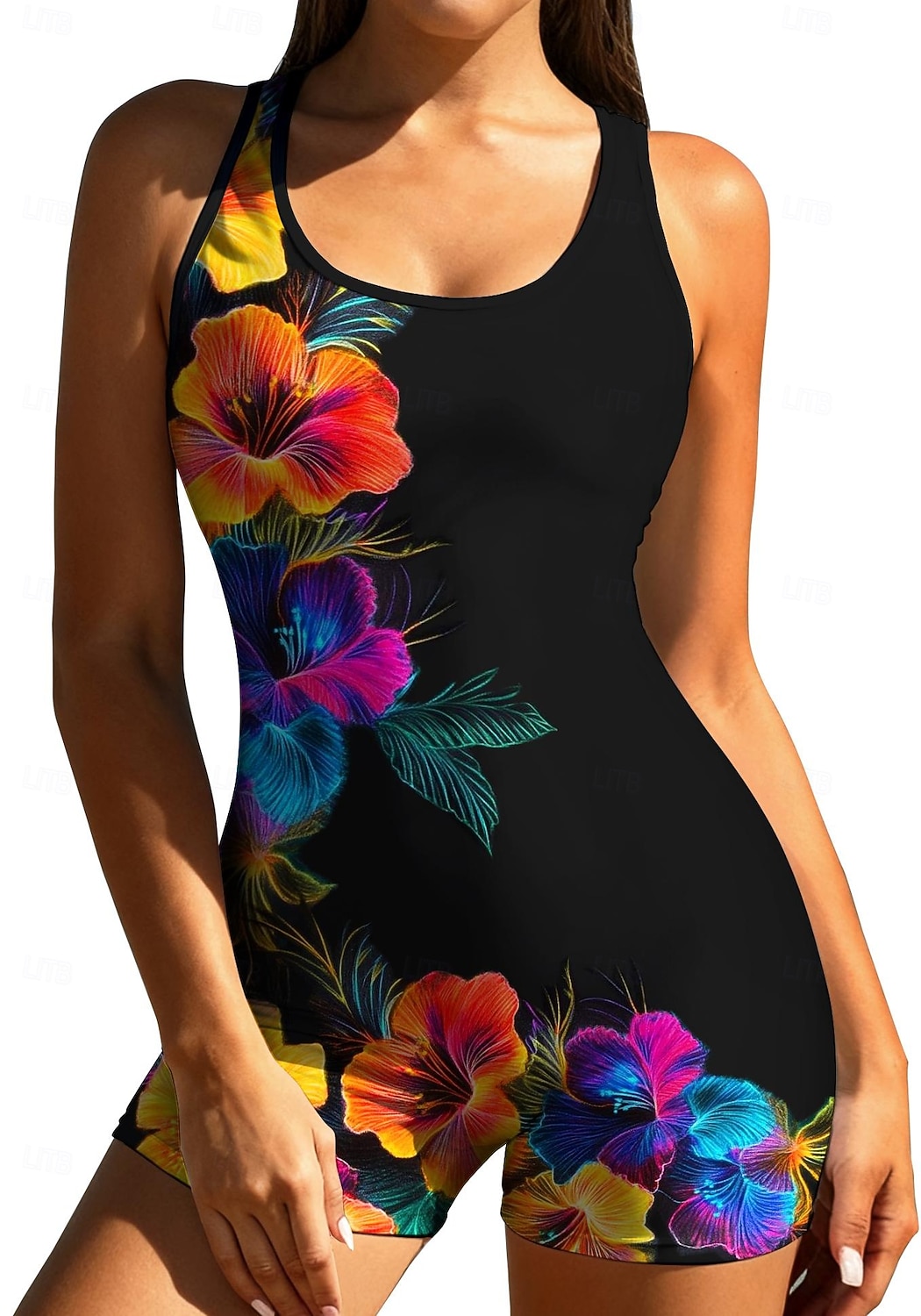 Damen Regulär Anti UV Shirt Einteiliger Surfanzug Badeanzug Blumenmuster Tropisch Farbblockierung Herausnehmbare Polsterung Frontreißverschluss UV-Sonnenschutz UPF50+ Elastisch Ärmellos Bademode 2026 - $31.99 –P1