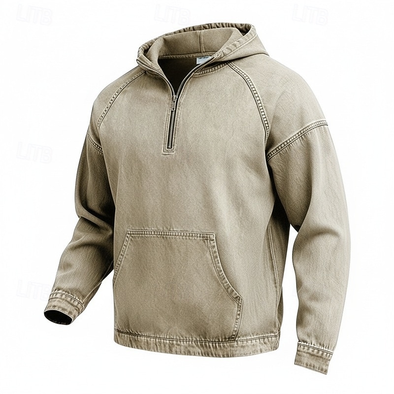 Муж. Толстовка Толстовка с капюшоном и пуловером Толстовка с капюшоном на молнии Синий Абрикосовый Розовый Военно-зеленный Темно синий Капюшон Полотняное плетение Пэчворк Карман кенгуру 2026 - $41.99 –P1