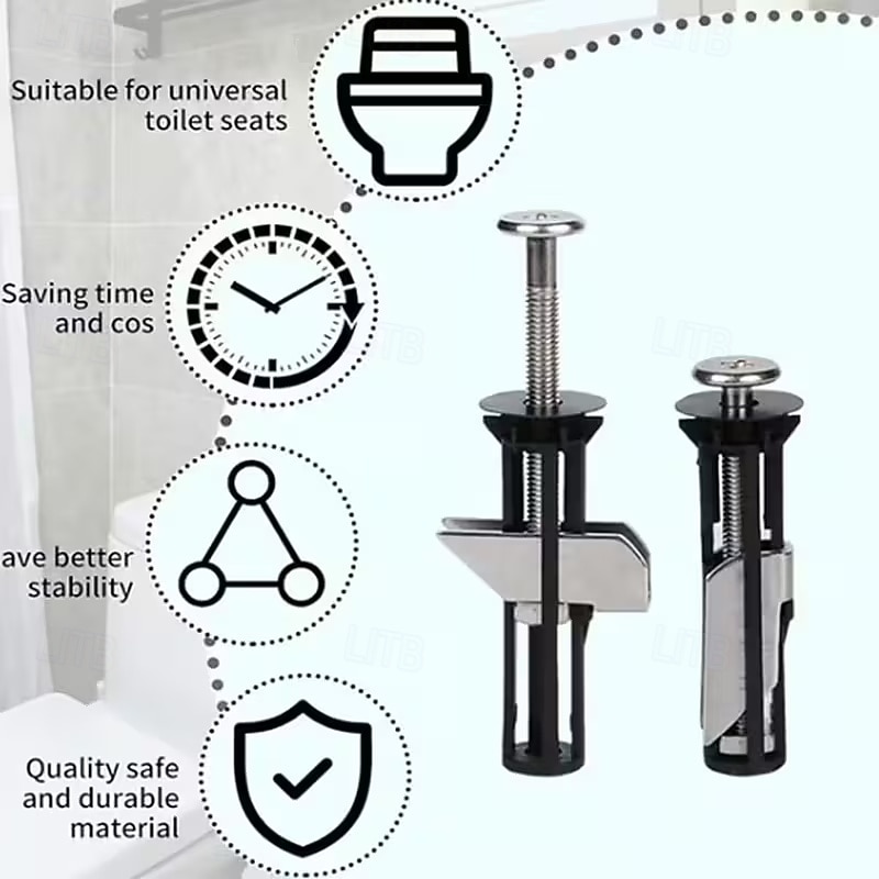 4 stk. kraftig toalettsetefesteboltsett, universelt toalettseteskrueutskiftningssett, toalettseteboltsett for enkel installasjon, festedel for toalettsetetopp 2026 - $15.99 –P7