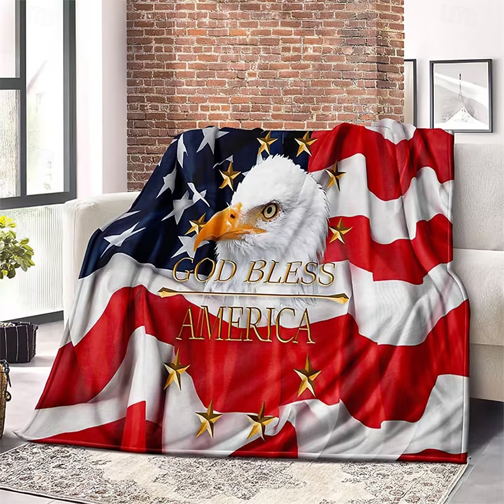 Tag der Unabhängigkeit Fleecedecken Überwurfdecke für die Couch Geschenk Eagle amerikanische Flagge Klassisch 3D Sofa Bett Dekorative Decke Warme Decke Wohndeko 2026 - $24.99 –P1
