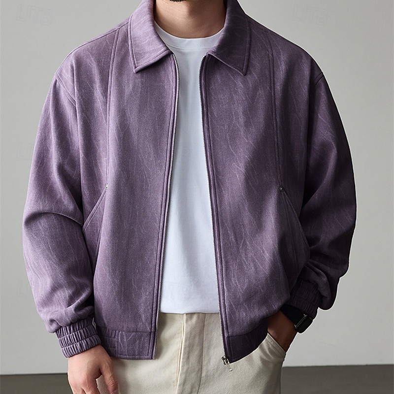 Homme Veste Légère Veste Décontractée Quotidien Extérieur Avec Poches Printemps Automne Uni Streetwear Élégant Col Rabattu Régulier Violet Vert Gris foncé Veste de 2026 ? $53.99 –P2