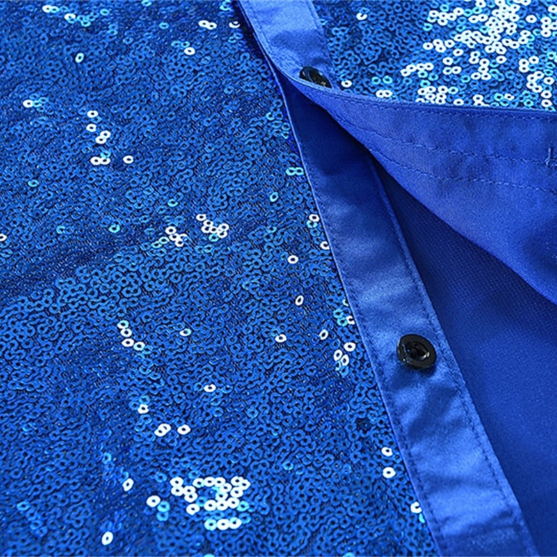 Herr Skjorta Sommarskjorta Casual skjorta Strandskjorta Knapp upp skjorta Blå Purpur Långärmad Ensfärgat Kavajslag Dagligen Semester Paljett Kläder Mode Ledigt Bekväm 2026 - $30.99 –P11