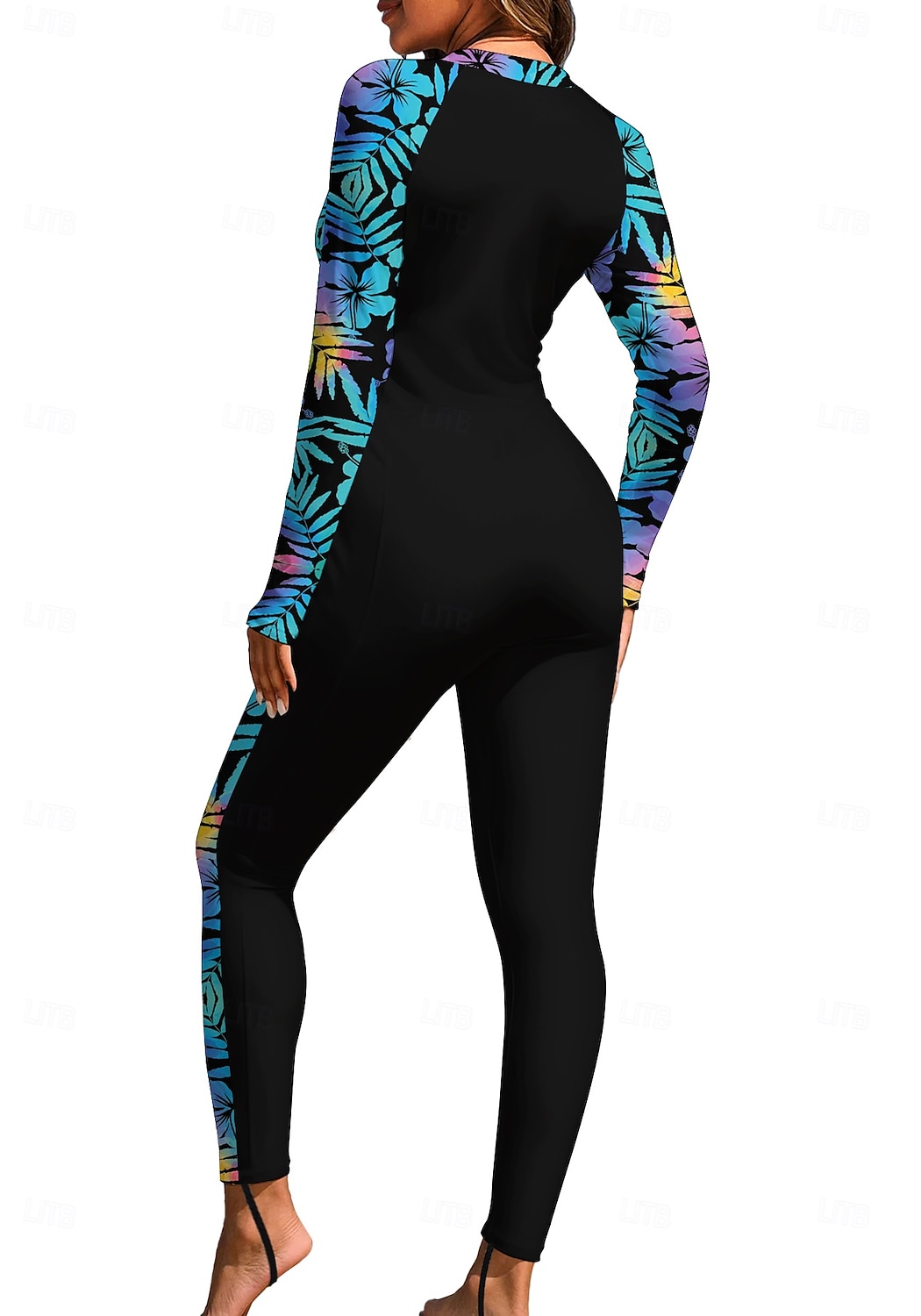 Femmes Standard Maillot Anti UV Rashguard intégral Maillot de bain Floral Tropical avec soutien-gorge intégré ​fermeture éclair sur le devant Protection Solaire UV Couvrant UPF50+ manche longue Coque de 2026 ? $49.99 –P2
