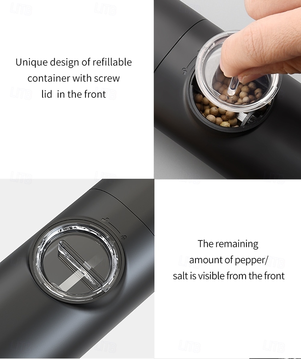 Electric Salt and Pepper Grinder Battery Powered for Convenience (batteries Not Included) Two-pack with Base Practical White LED Light Adjustable Coarseness One-button Operation Stylish Black Fi 2026 - $42.99 –P8
