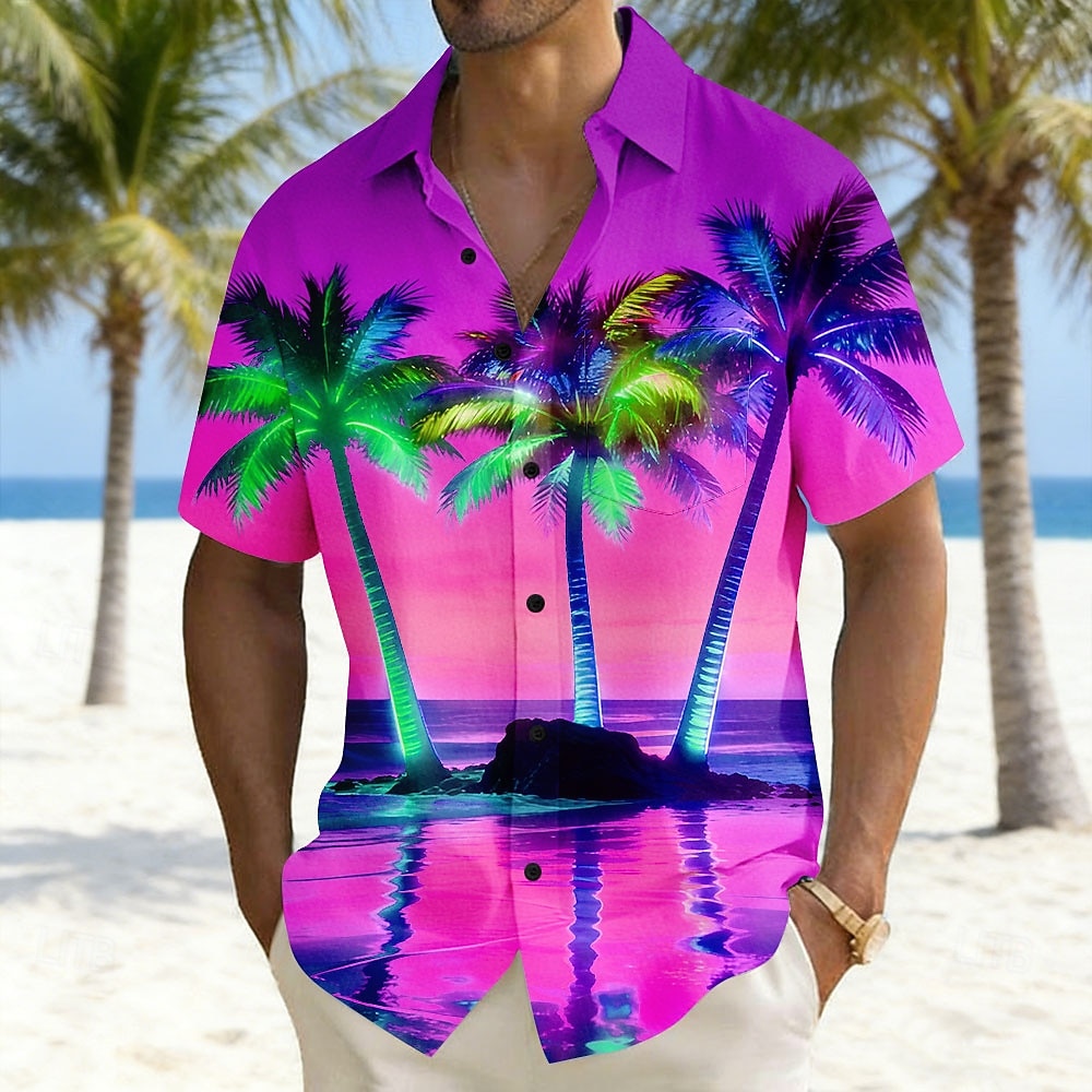 Per uomo Albero di Cocco Paesaggio Piante Tropicali Camicia Camicie hawaiane Camicia Aloha Manica Corta Hawaiano Vacanza Ferie Estate Collo ripiegato Stampa 3D Una tasca anteriore Camicia tipo lino del 2026 a $25.99 –P3