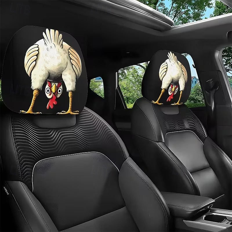 2 יחידות כיסויי משענות ראש לרכב עם הדפסה מצוירת של חיות חמודות, ללא מילוי, אביזרי פנים לרכב, כיסויי משענות ראש אוניברסליים לרכב, קישוטי פנים לרכב, מתאים לשימוש בכל מזג אוויר ללא מילוי 2026 - $8.99 –P4