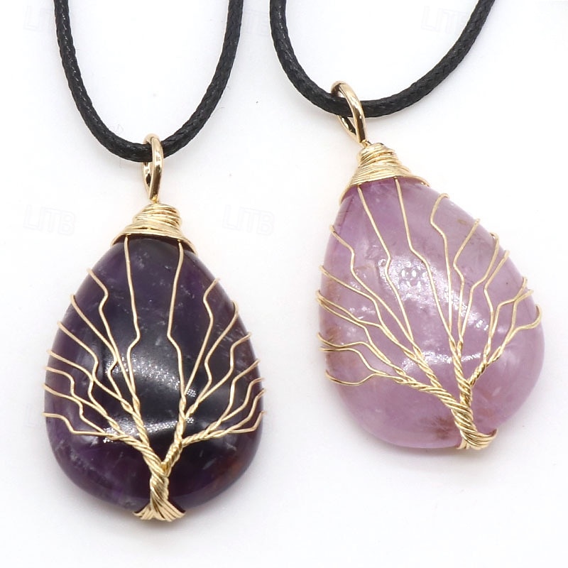 Coliere cu Pandativ For Pentru femei Onix Stradă Zilnic Petrecere de zi de nastere Cordon Cristal Copacul Vieții 2026 - $11.49 –P5