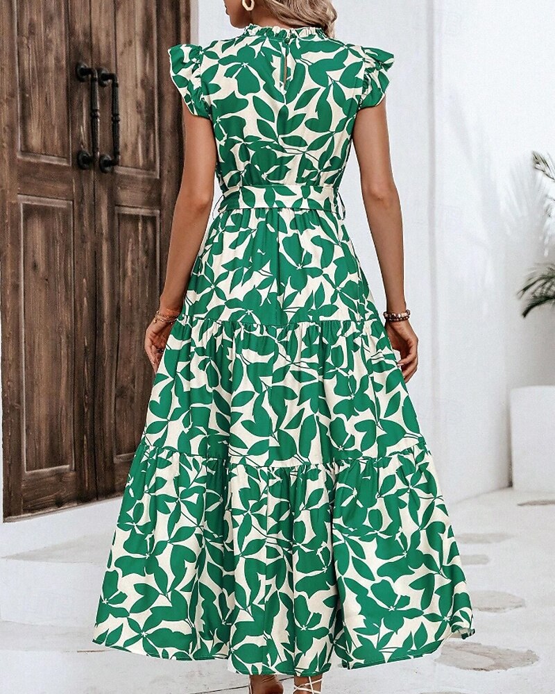 Per donna Abito Midi Abito Floreale Abito Stampato Moda Moderno All'aperto Vacanza Uscire Vestibilità comoda Floreale Senza Maniche Collo alla coreana Arancione Marrone Verde Blu scuro Estate del 2026 a $26.99 –P19