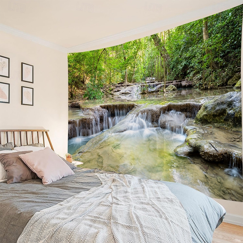 tapeçaria mural com paisagem de plantas naturais, arte em tapeçaria grande, decoração de fundo fotográfico, tecido para manta, cortinas, decoração para casa, quarto e sala de estar. de 2026 por $17.99 –P1
