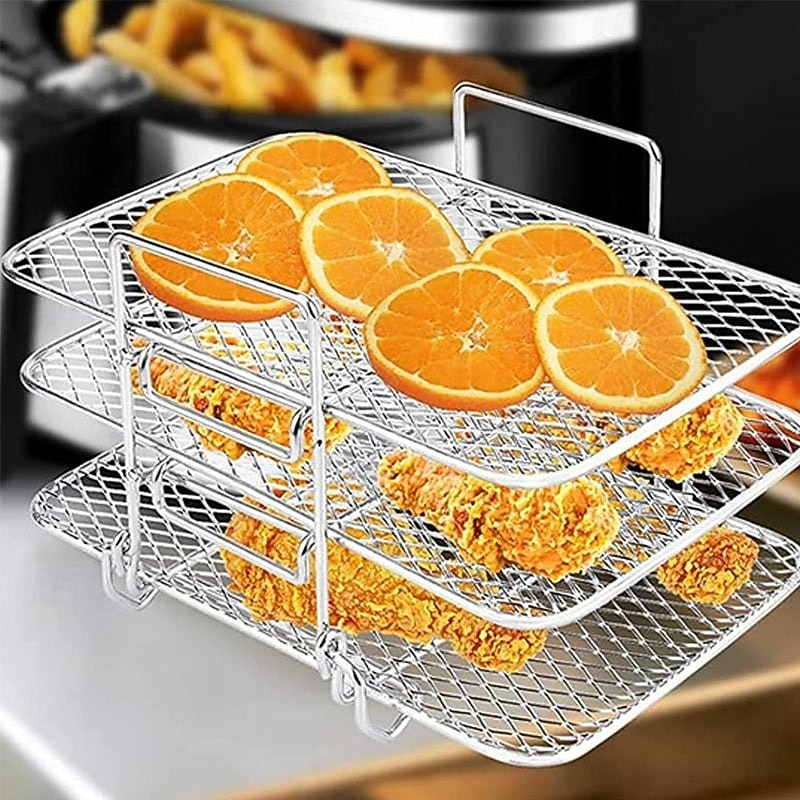 Grelha desidratadora multicamadas em aço inoxidável, acessórios para fritadeira a ar de 3 níveis, grelha removível para secagem e cozimento a vapor, ideal para assar e cozinhar em fritadeira a ar e de 2026 por $21.99 –P5