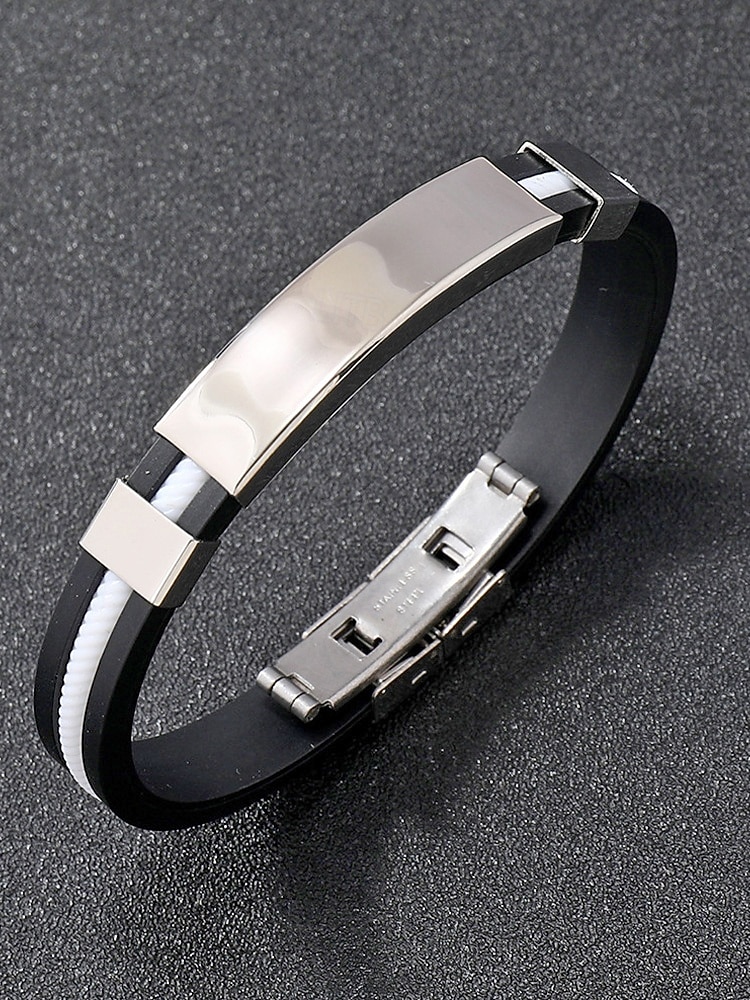 férfi rozsdamentes acél és szilikon karkötő, több színben kapható – stílusos és tartós, hétköznapi és hétköznapi viseletre egyaránt alkalmas 2026 - $5.99 –P5