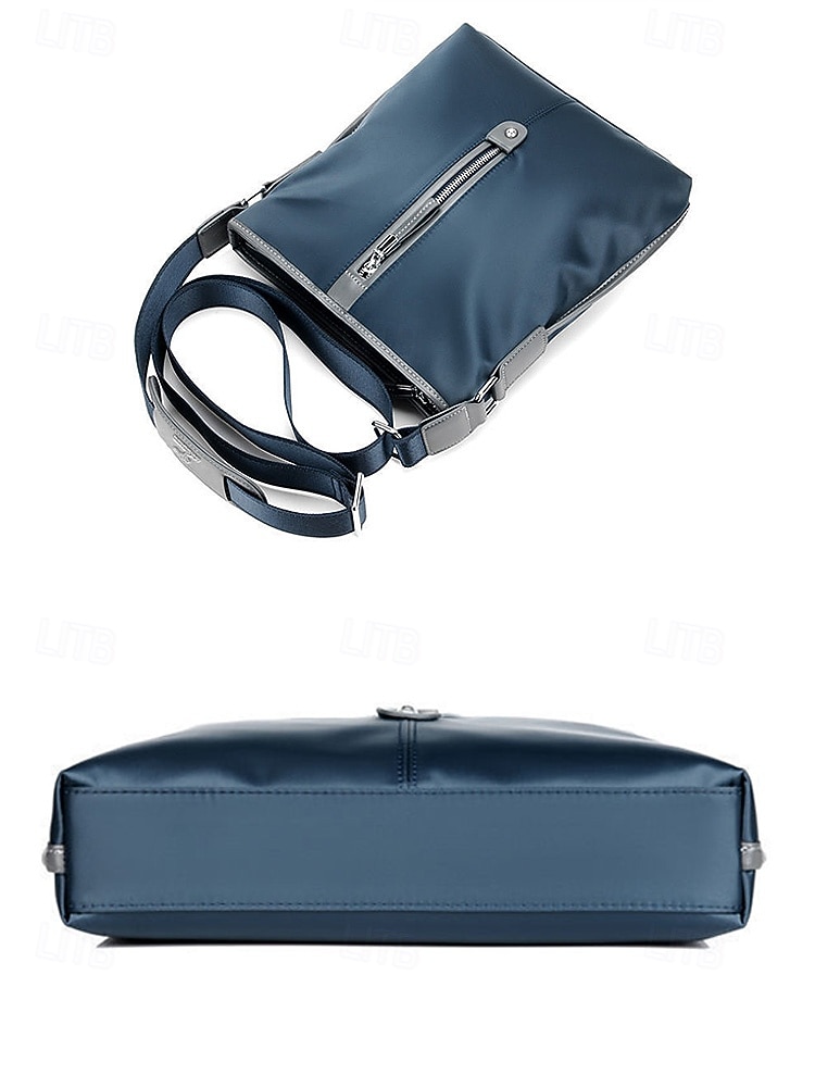 borsa a tracolla impermeabile in tessuto Oxford da uomo – grande capacità, design multitasche, disponibile in blu e nero del 2026 a $19.99 –P9