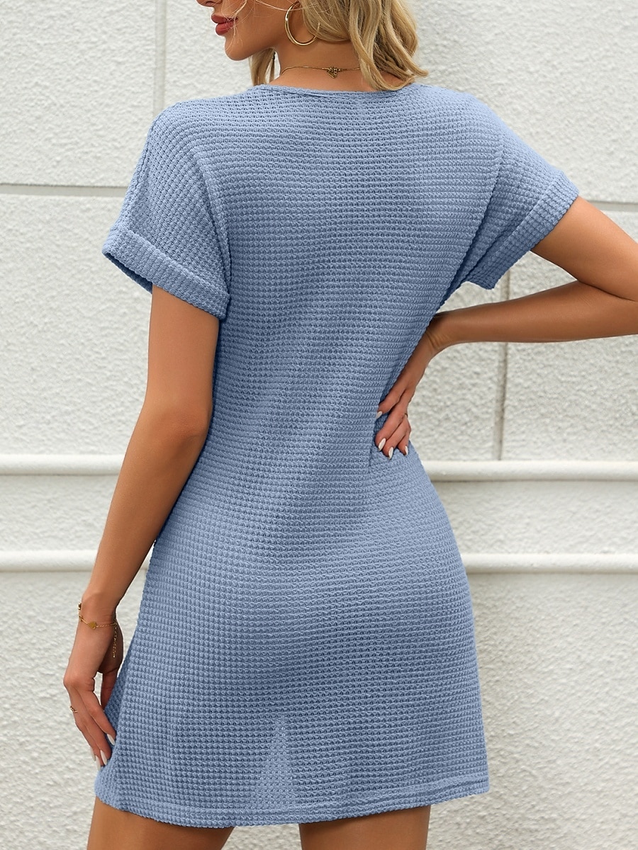 Women's Swimwear Cover Up Swim Dress Swimsuit Knitted Vacation Beach Wear Solid Color V Neck Short Sleeves Bathing Suits 2026 - $28.99 –P9