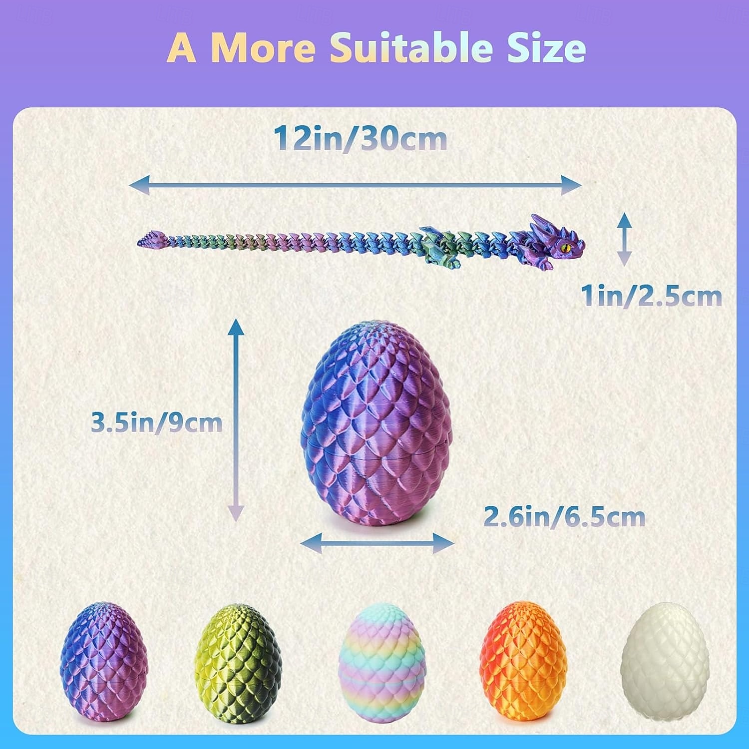 velikonoční 3D tištěná dračí vejce s drakem uvnitř, nezbytnosti do velikonočních košíků, náplně do velikonočních vajíček s tajemným krystalovým drakem, kloubová fidget zvířátka vytištěná 3D tištěnými 2026 - $16.99 –P3
