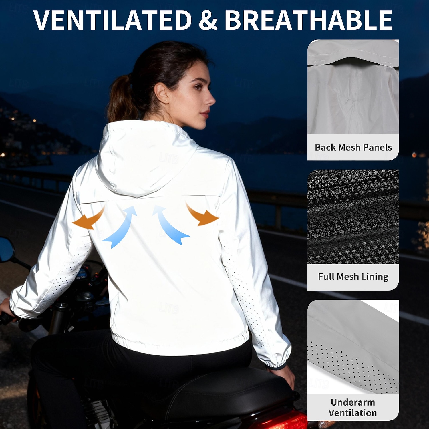WOSAWE motorcycle reflective belt hat jacket motorcycle hiking night riding night running workwear charging jacket windproof and splash proof jacket BD264 2026 - $98.99 –P17