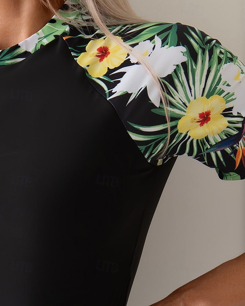 Γυναικεία Προστατευτικά Μαγιό με φλοράλ print Μαγιό Φλοράλ Πολύ Ελαφρύ (UL) Προστασία UV Ελαστικό Κοντομάνικο Μαγιό Σέρφινγκ Ψαροντούφεκο Καλοκαίρι 2026 - $20.99 –P17