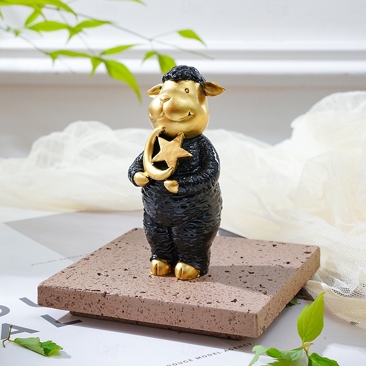 Ramadan Sheep Figurine, Black & White Resin Sheep Holding Moon & Star, Hand-Painted Decorative Ornament for Eid al-Fitr, Eid al-Adha, Ramadan Home Décor, Gift for Family & Celebration 2026 - $15.99 –P3