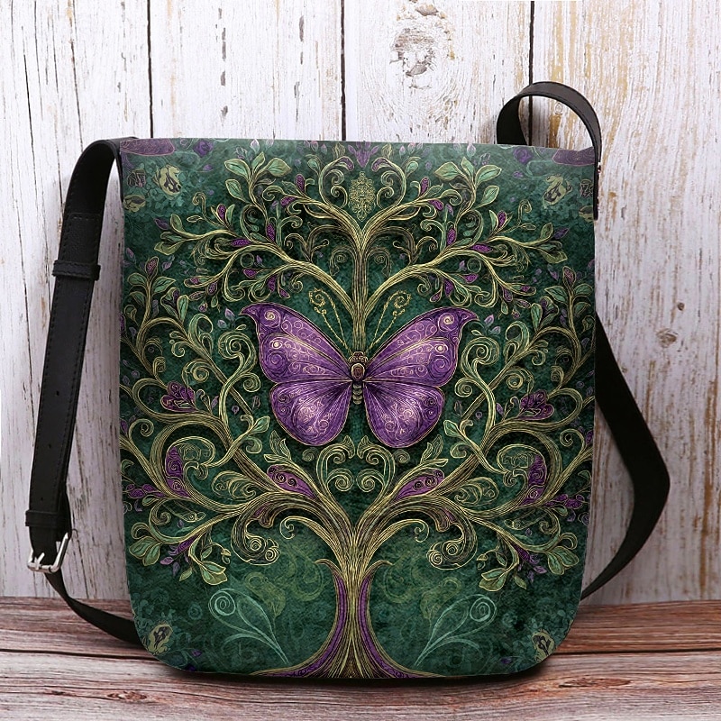 Женская сумка через плечо из бархатистого полиэстера с узорами в виде древа жизни и цветов, различные варианты дизайна для повседневного и бохо-стиля 2026 - $19.99 –P12