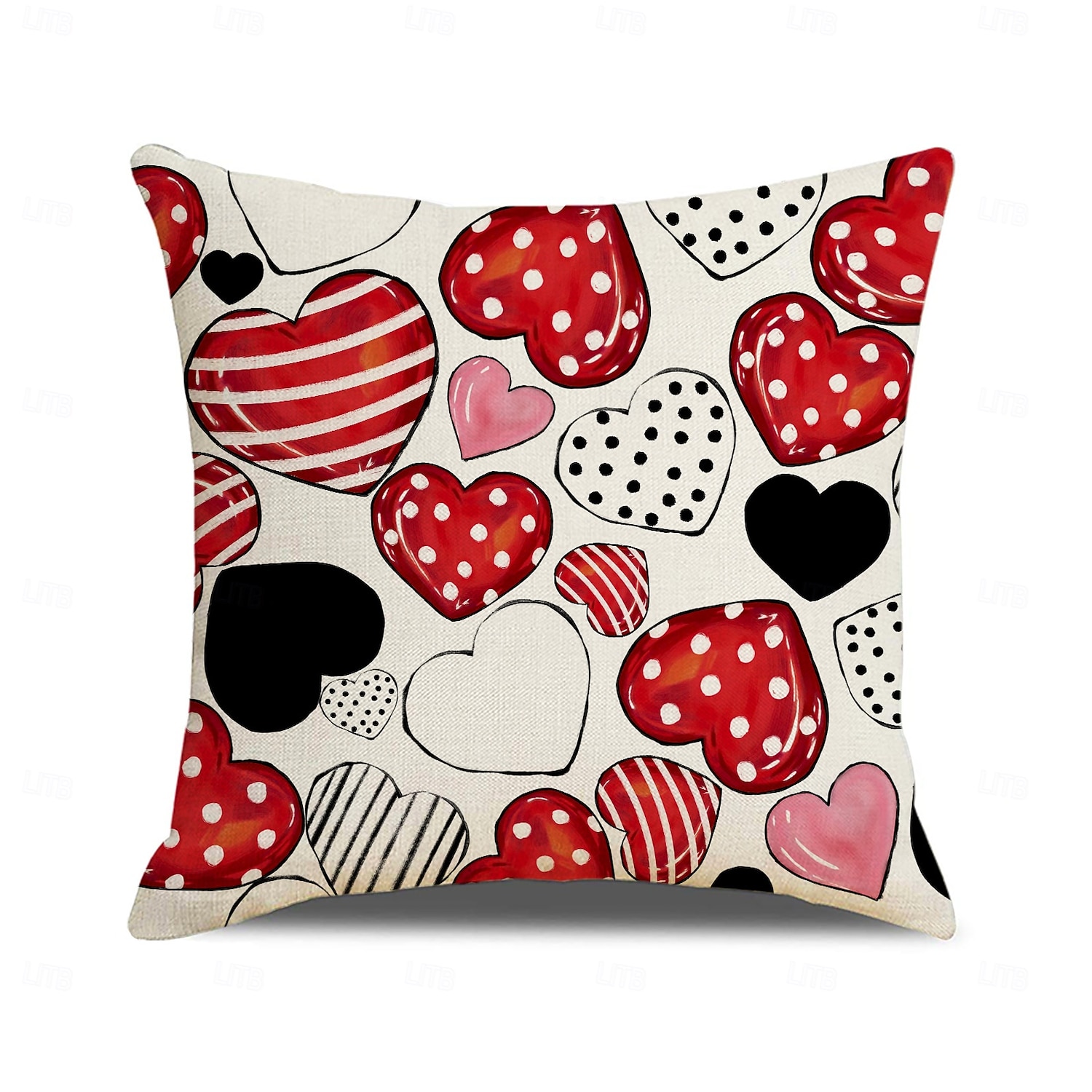 povlak na polštář s motivem srdce na Valentýna, dekorativní polštář s potiskem lnu, polštář do čela postele do ložnice, slavnostní dekorační polštář na postel, pohovku, obývací pokoj 2026 - $12.99 –P8
