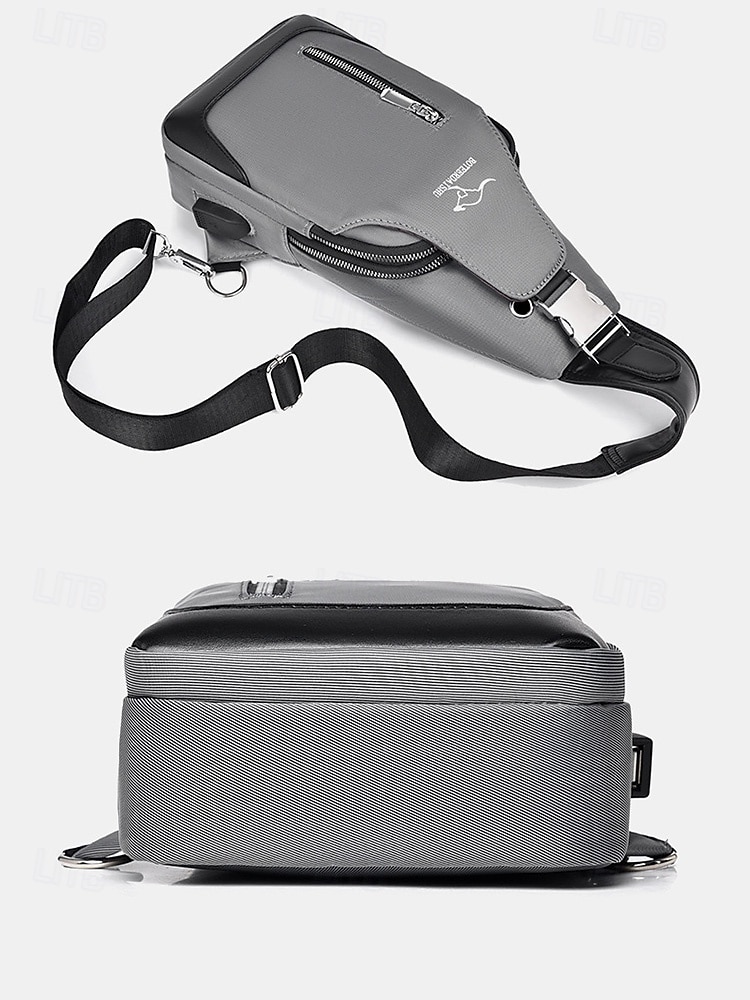 2026年 男性用防水オックスフォード布製スリングバッグ、USB充電ポート付き、多用途、複数の色展開、カジュアルやアウトドアでの使用に最適  コレクション – $24.99 –P9