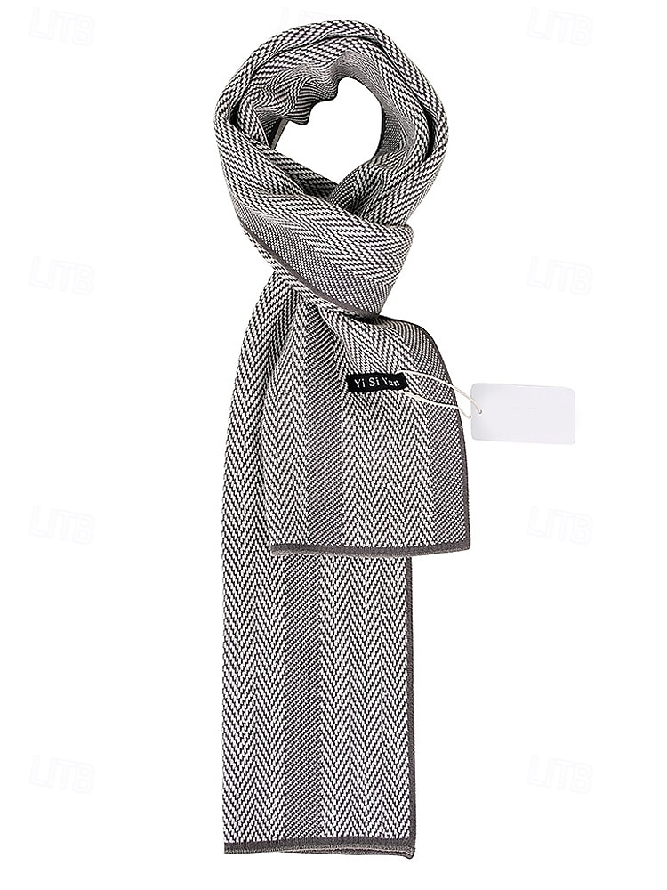 мужской вязаный шарф с узором «ёлочка» — мягкий и стильный, многоцветный, идеально подходит для зимы и повседневной носки 2026 - $14.99 –P4