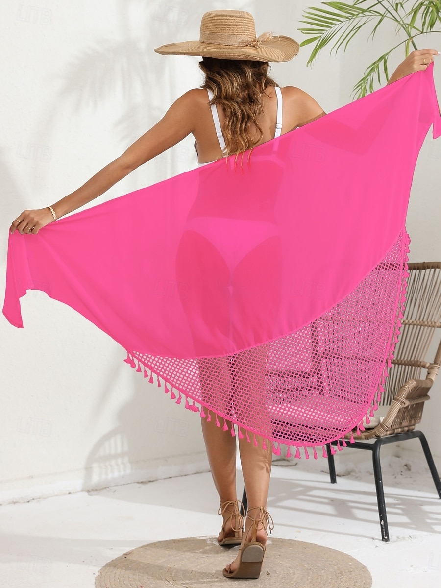 Kostium kąpielowy damski okrycie wierzchnie owinięcie frędzle wakacyjne wdzianko plażowe jednolity kolor bez rękawów kostiumy kąpielowe 2026 - $22.99 –P12