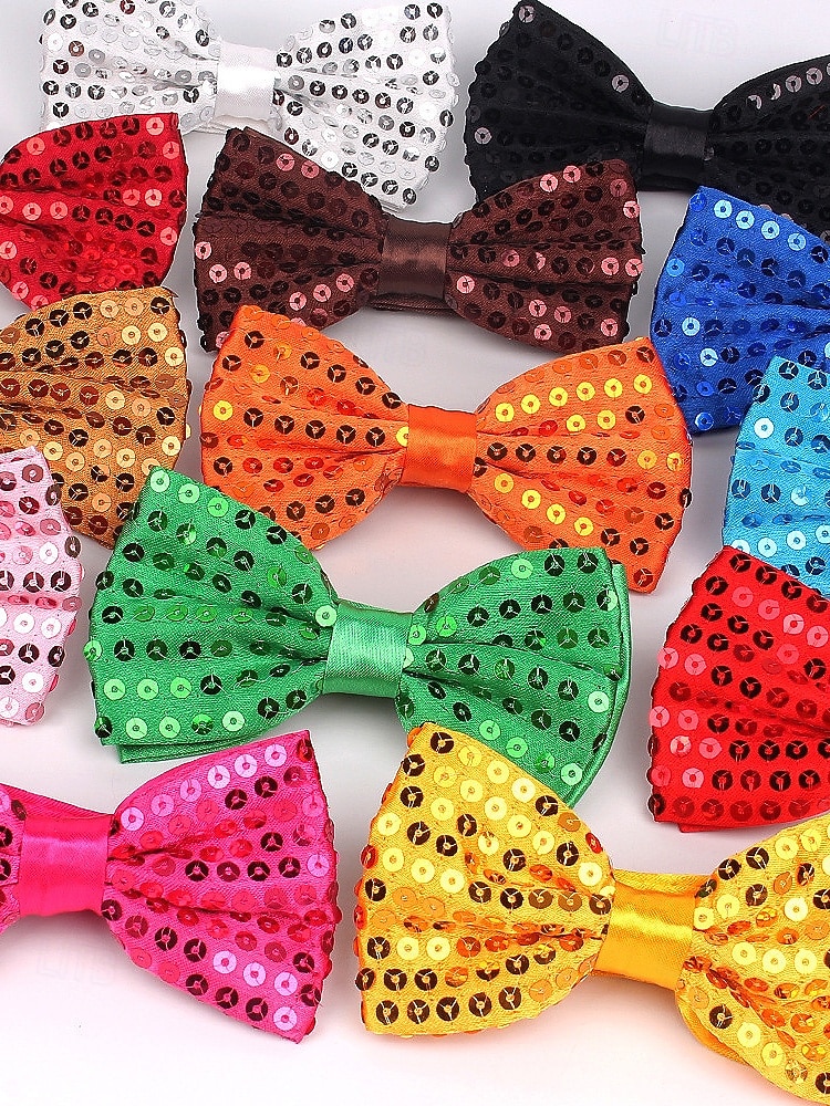Men's Sequin Bow Tie, Polyester Material, Available in Multiple Colors, Perfect for Carnival & Masquerade Balls, Fun & Festive Accessory 2026 - $11.99 –P4