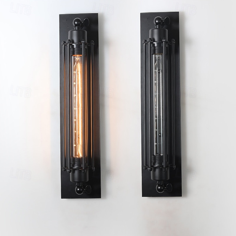 fali lámpatest, ipari cső alakú mennyezeti lámpa fémkerettel, fekete színben, egyetlen Edison fuvola lámpa előszobai verandaszekrénybe 2026 - $109.99 –P7