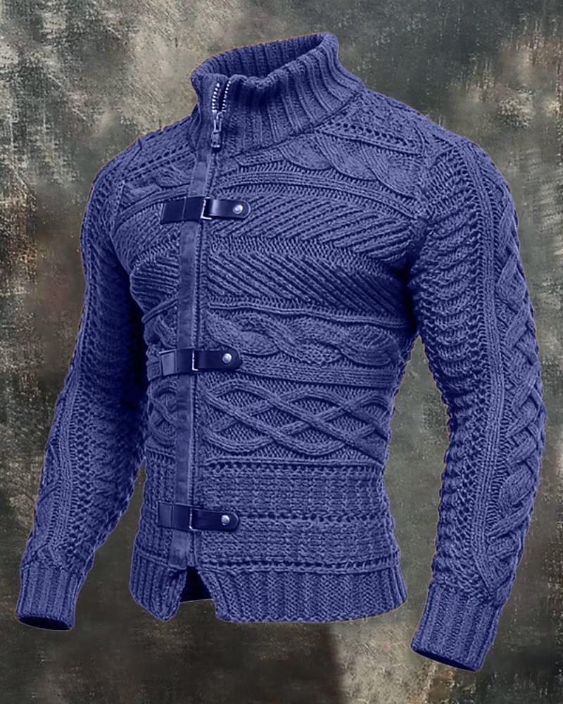 Men's Sweater Pullover Sweater Jumper Zip Sweater Knit Sweater Ribbed Knit Regular Tops Knitted Plain Turtleneck Streetwear Modern Casual Daily Wear Clothing Apparel Fall Winter Black Dark Navy S M L 2026 - $42.99 –P5