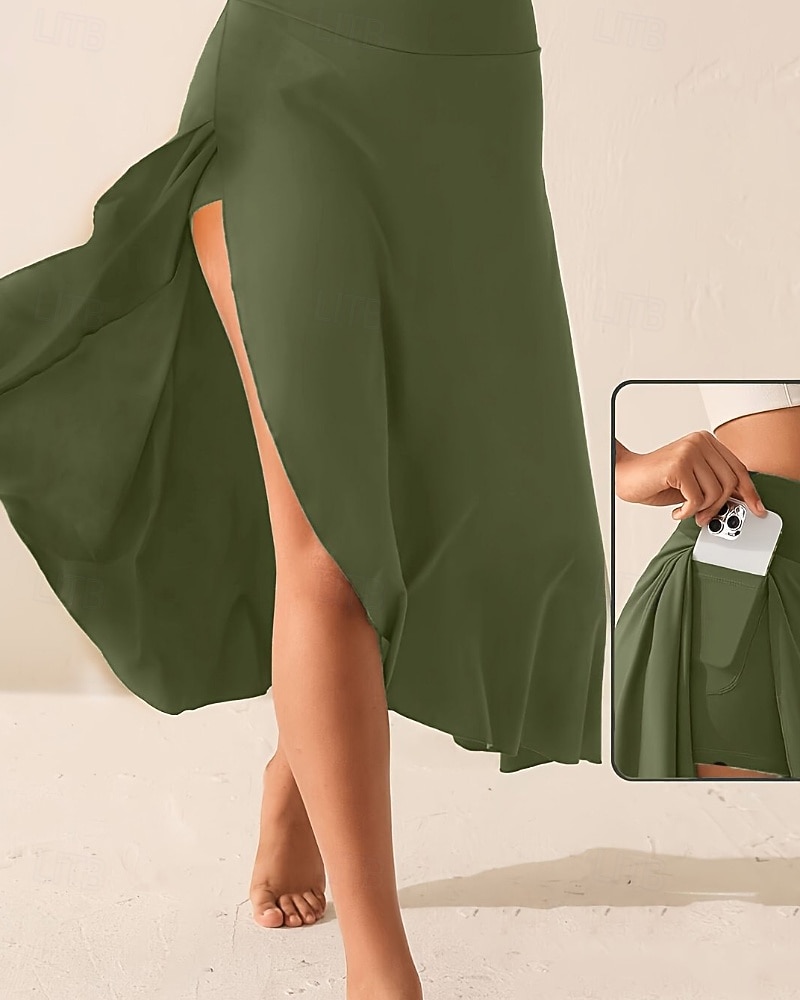 Mulheres Elegante Estilo bonito Médio Cintura Alta Saias Tecido Franzido Hem irregular Sem Elasticidade Diário Praia Preto Vermelho Azul Roxo Verão de 2026 por $16.99 –P1