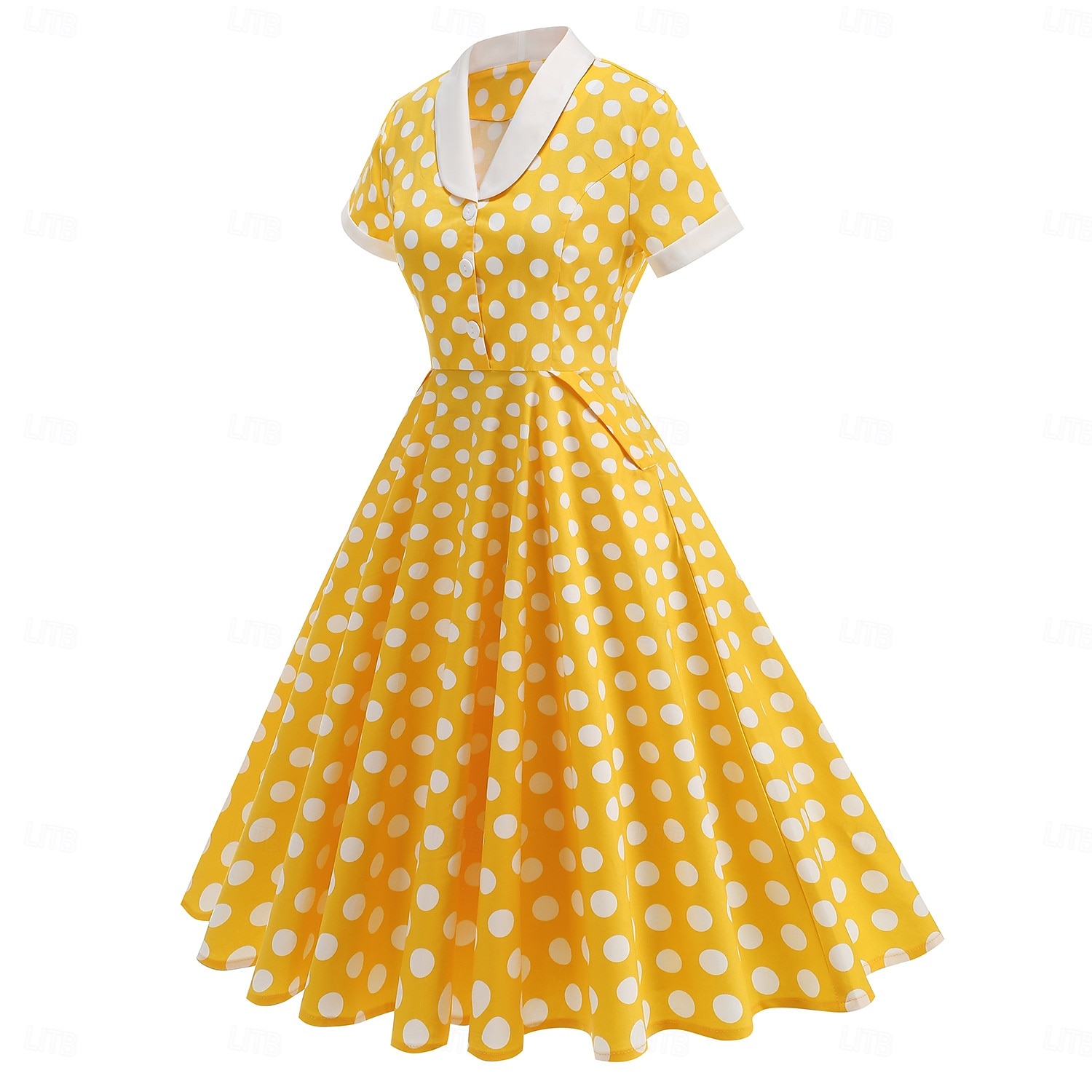 1950-es Retró Rockabilly Déli Swing ruha Flare ruha Rövid ujjú Pöttyös Karcsúsított Jelmez Női Farsang Valentin nap Hétköznapi Hazaérkezés Retro témájú buli Felnőttek Ruha Tavaszi nyár 2026 - $55.99 –P2