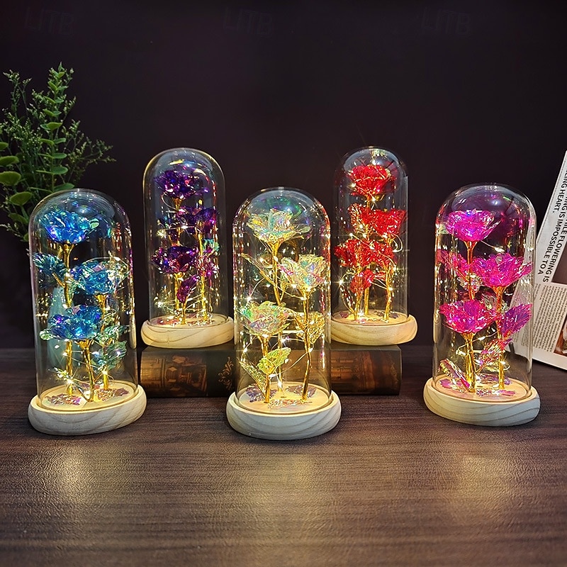 Üveg rózsa örök kristály virág világító rózsák üvegdóm alatt ajándékok nőknek anyának nagymamának feleségnek nővérének 2026 - $17.99 –P4