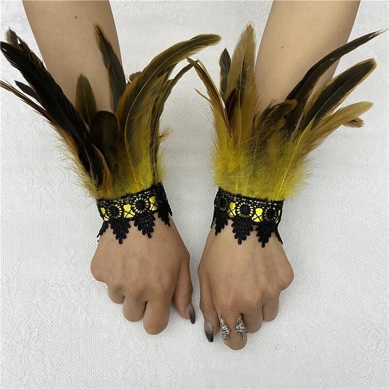 Carnaval 2026 Accesorios de Samba del Carnaval de Río Muñequeras de Plumas Negras con Encaje - Pulseras Elegantes para Fiestas Gatsby Disfraz de Festival de Brasil 2026 - $8.99 –P9