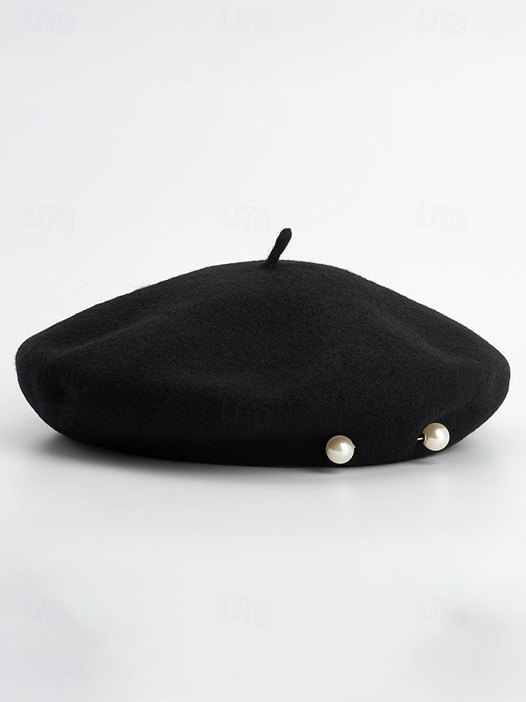 Women's Polyester Faux Wool Beret – Pearl Decoration, Multiple Colors, Elegant and Stylish for Fall and Winter Fashion 2026 - $11.99 –P10