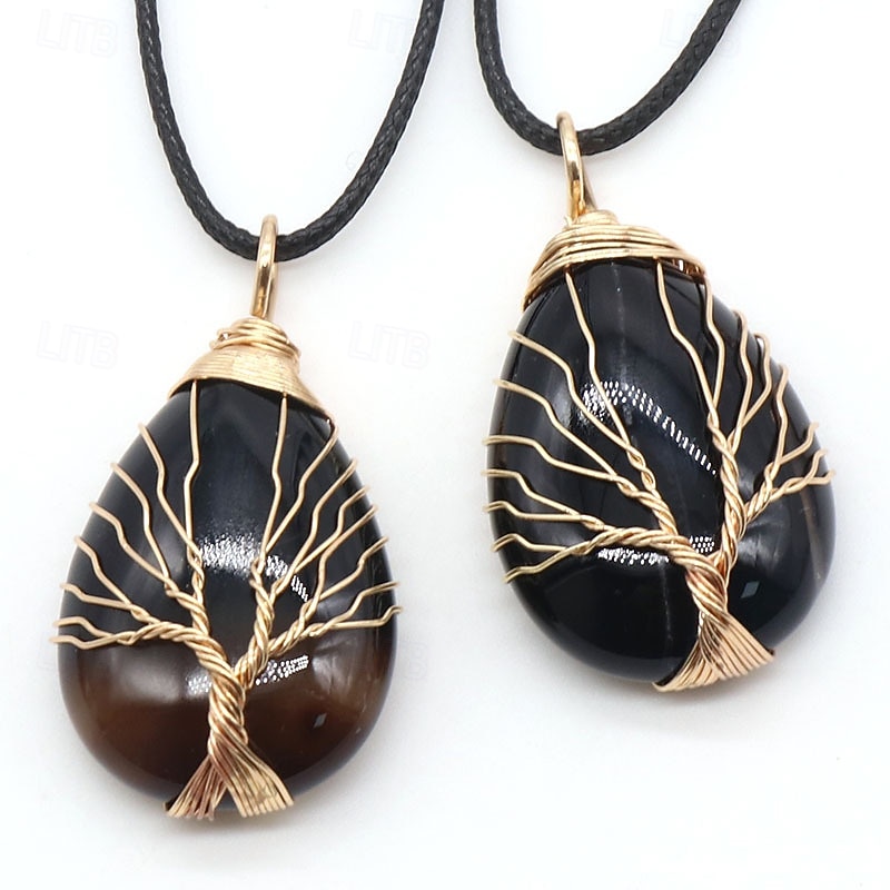 Coliere cu Pandativ For Pentru femei Onix Stradă Zilnic Petrecere de zi de nastere Cordon Cristal Copacul Vieții 2026 - $11.49 –P4