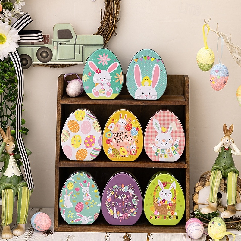 1pc Easter Bunny Egg Shape Tin Box, Kids Gift Candy Container, Cute Metal Treat Case, Holiday Party Favor, Easter Basket Stuffer Storage Box 2026 - $9.99 –P7