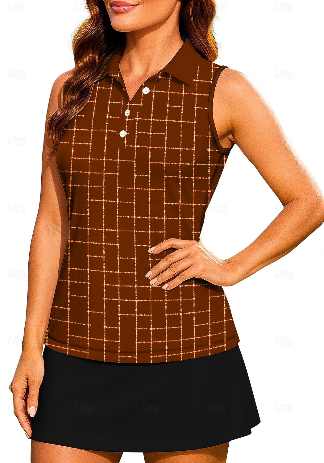 Damen Geometrisch Farbblock Kariert Karo Workout-Tanktop Shirt Sporthemd Golf-Poloshirt Ärmellos Sportlich UPF50+ UV-beständig Trainer Tanzen UV Schutz Pilates Cheerleader-Kostüme Volleyball 2026 - $18.99 –P8
