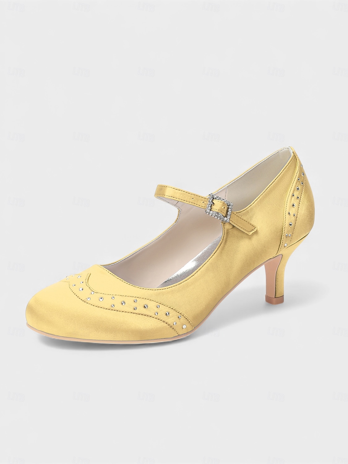 Mary Jane in raso blu navy da donna: eleganti scarpe da sposa con borchie di cristalli e tacco a gattino per la madre della sposa, cerimonie in chiesa ed eventi formali del 2026 a $79.99 –P15