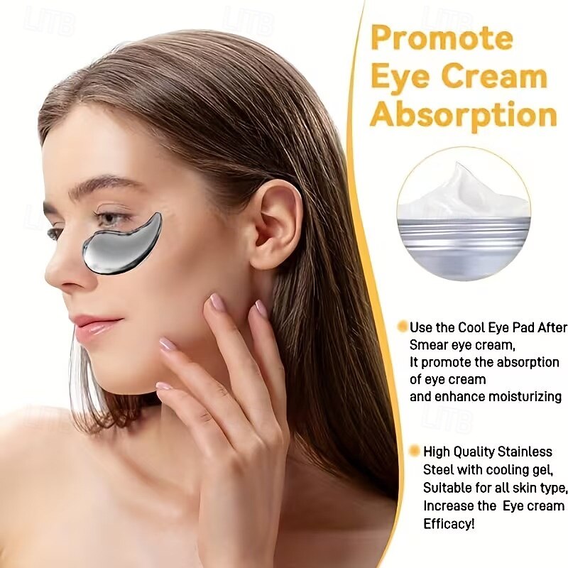 1 paar herbruikbare roestvrijstalen oogmaskers - multifunctioneel ontwerp voor warmte- en koudetherapie, draagbaar en reisvriendelijk, geschikt voor alle huidtinten, in gebroken wit. 2026 - $23.99 –P1