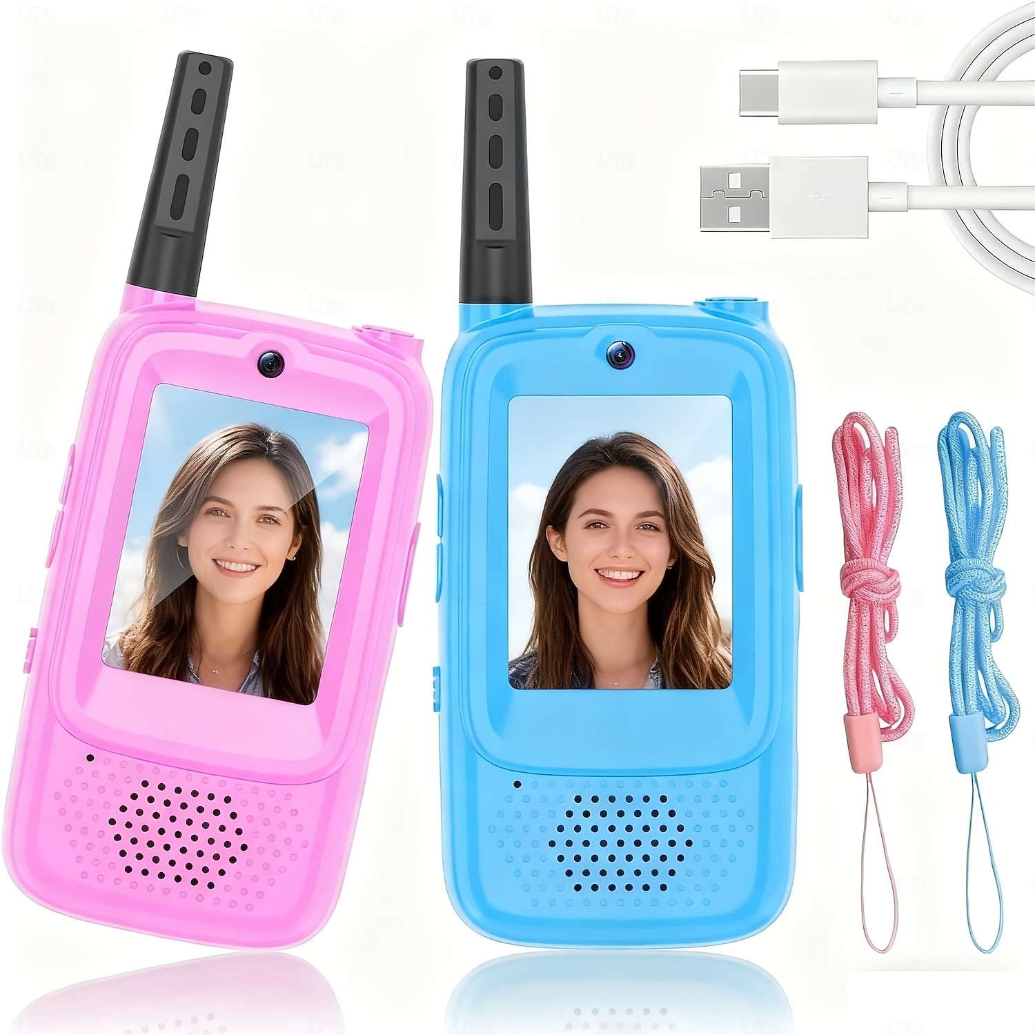 gyerek videós walkie-talkie-k, 2 db-os újratölthető játék kamerával &képernyő, nagy hatótávolságú kétirányú rádiók fiúknak és lányoknak, szabadtéri kalandkempingjátékok, születésnapi karácsonyi 2026 - $47.99 –P1