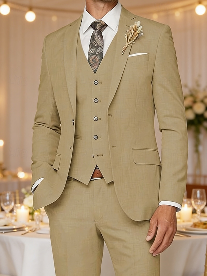 Herren Blazer + Weste + Anzughose Blazer Geschäft Arbeit Hochzeit Mode Streetwear Herbst Winter Terylen Einfach 3 Teile Einreihig Blazer Schwarz Champagner Rosa Kaki 2026 - $125.29 –P1
