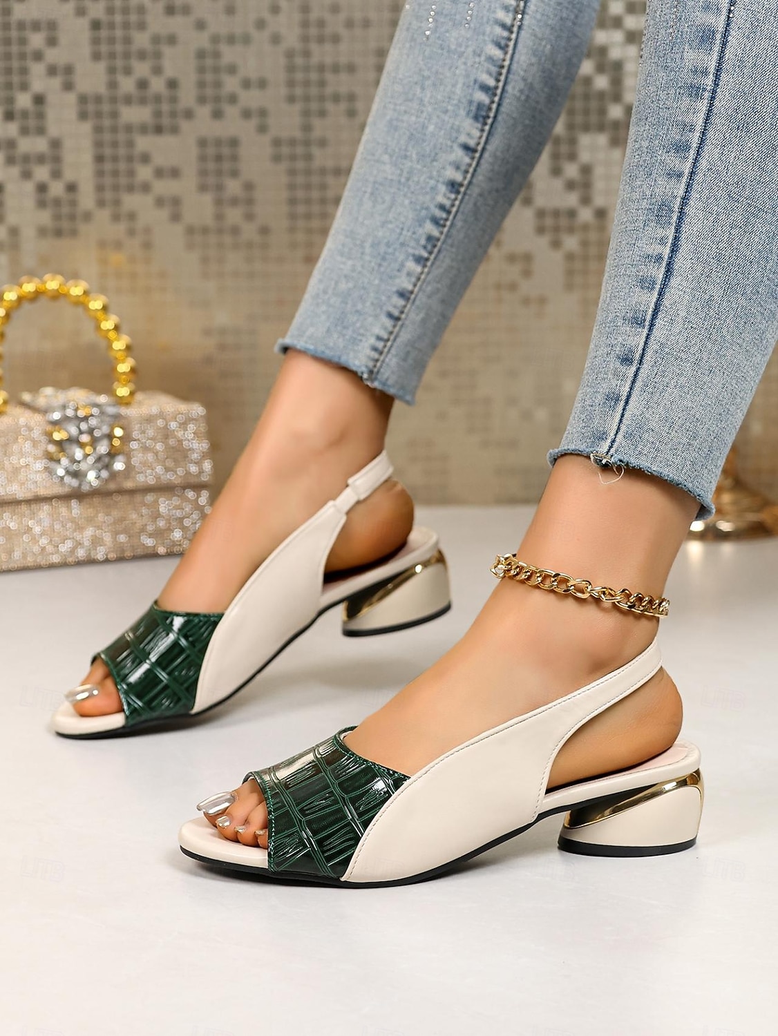 Dames Dagelijks Blokhak Open teen Elegant Imitatieleer Leegloper Zwart Rood Licht Bruin 2026 - $29.99 –P6